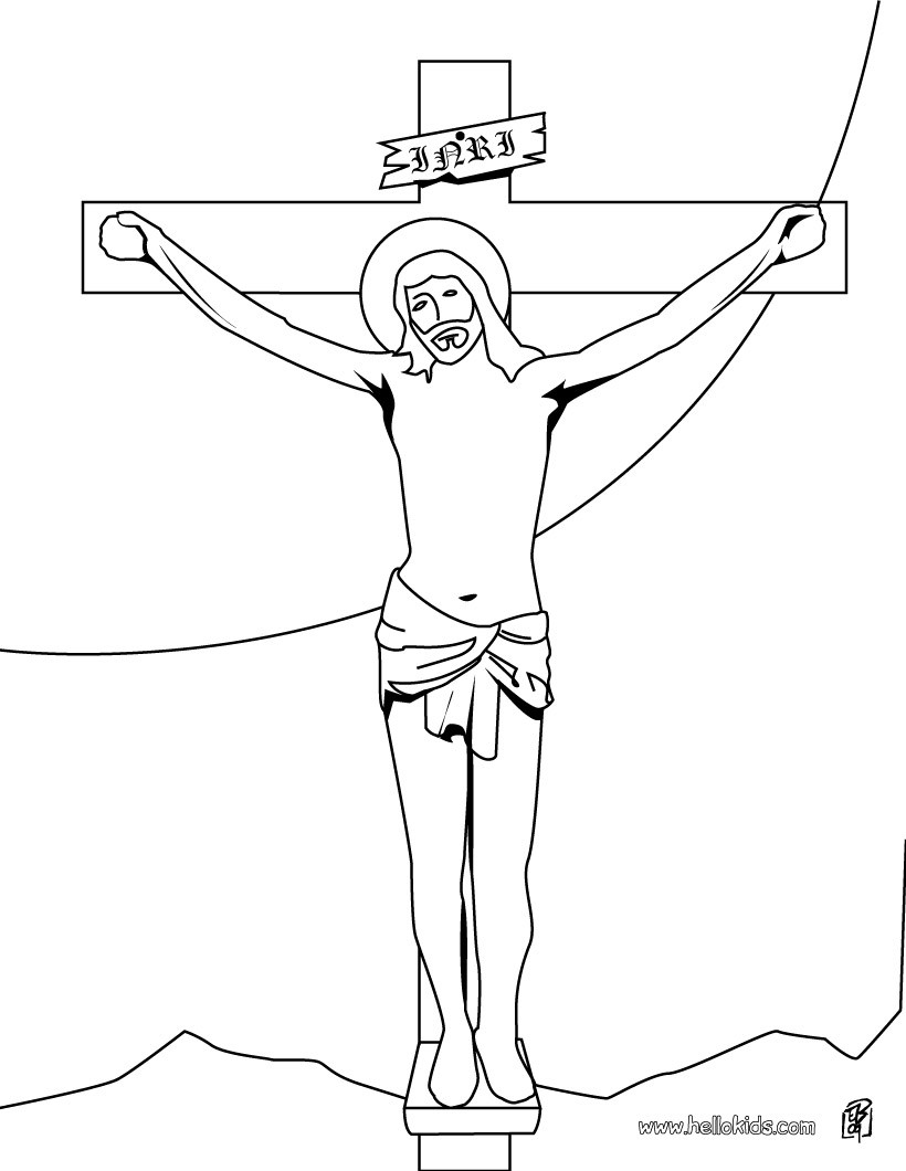 Jesus On The Cross Coloring Pages Hellokids