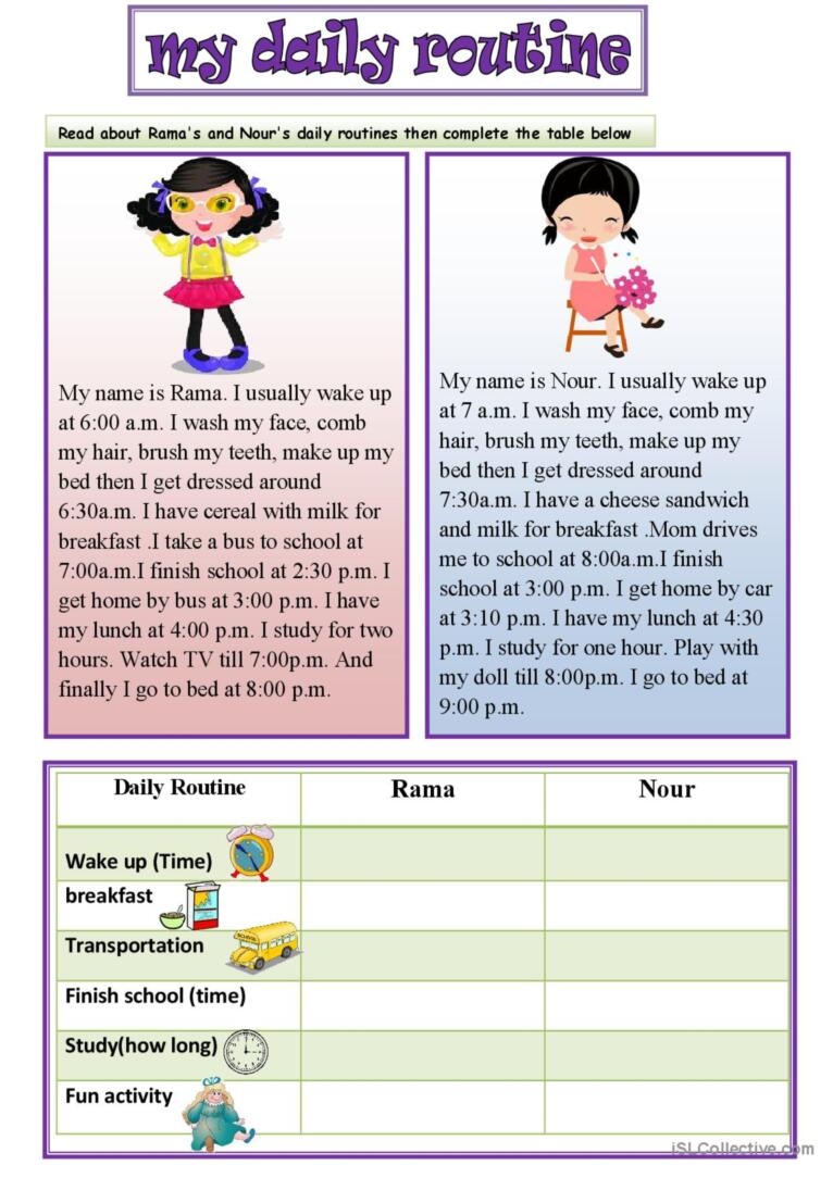 Julia 39 s Daily Routine Reading For De English ESL 59 OFF