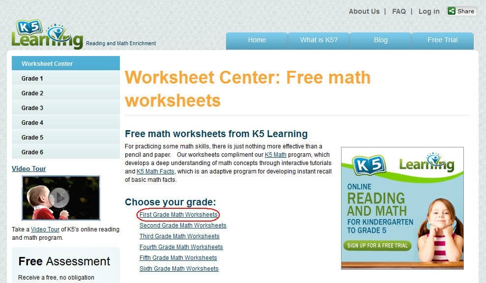 K5 Learning Launches Free Math Worksheets Center