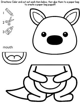 Kangaroo Brown Paper Bag Puppet Template By HenRyCreated TPT