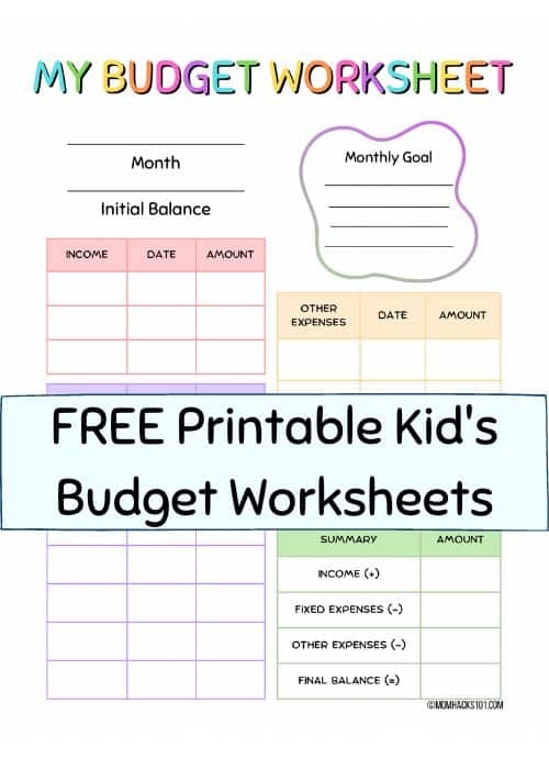 Kid 39 s Budget Worksheets FREE Printable Mom Hacks 101