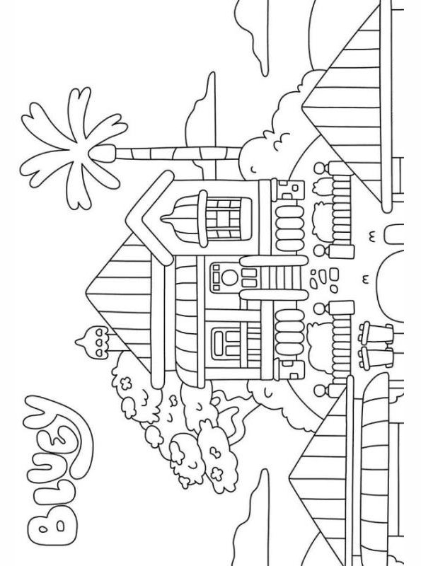 coloring page bluey house