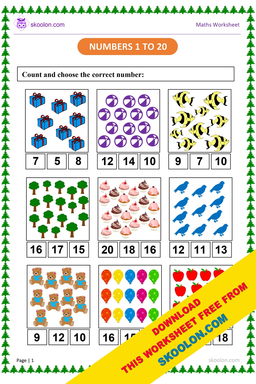 number 1 20 worksheet