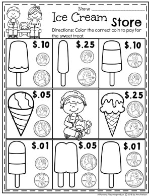 money worksheets for kindergarten