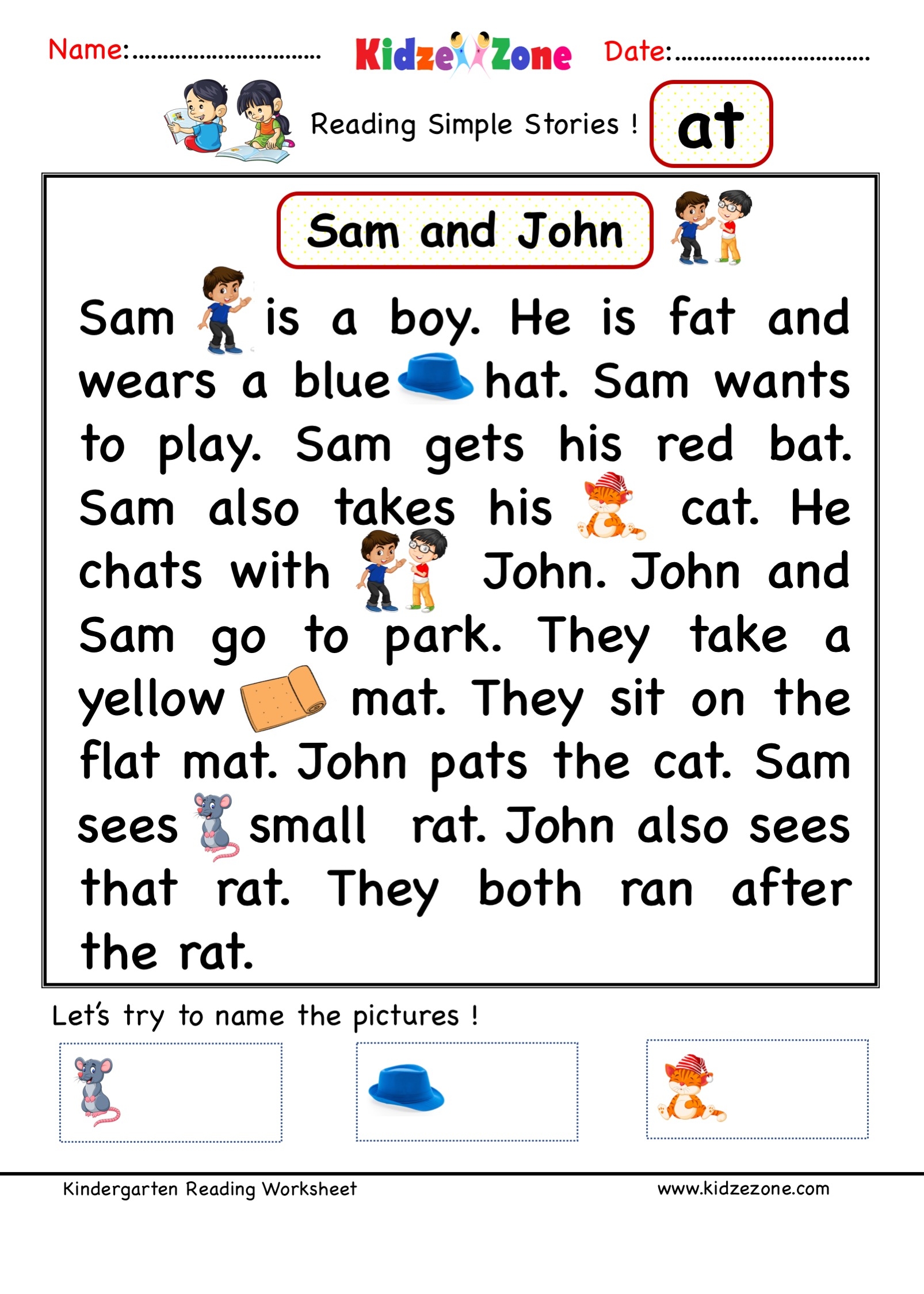 Kindergarten Worksheets At Word Family Comprehension