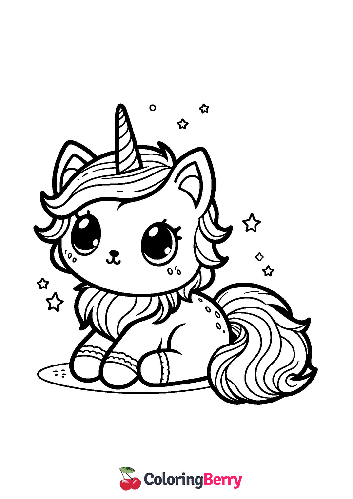 Kittycorn Coloring Page Free PDF Printable 