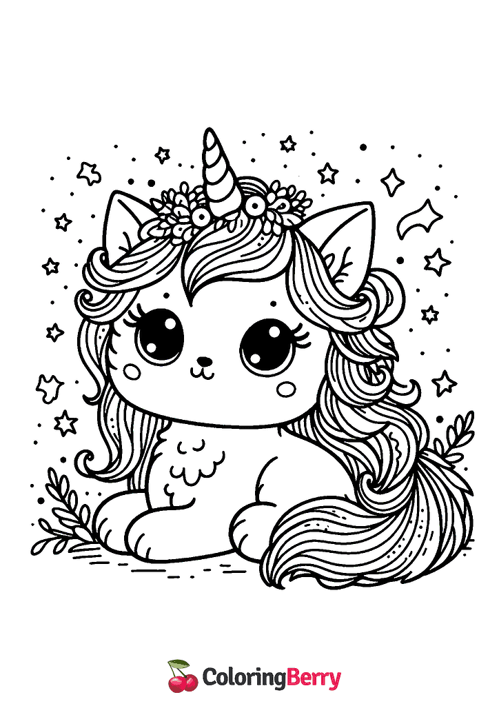 Kittycorn Coloring Page Free PDF Printable 