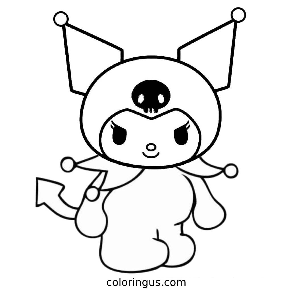 Kuromi Onegai Smiling From My Melody Coloring Pages