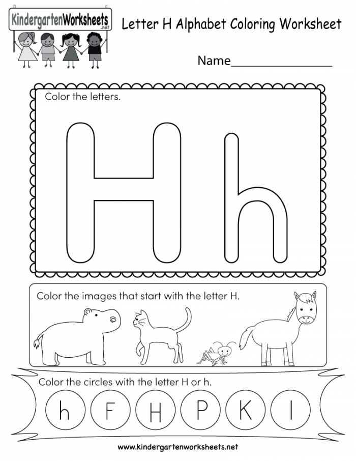 letter h worksheets for kindergarten