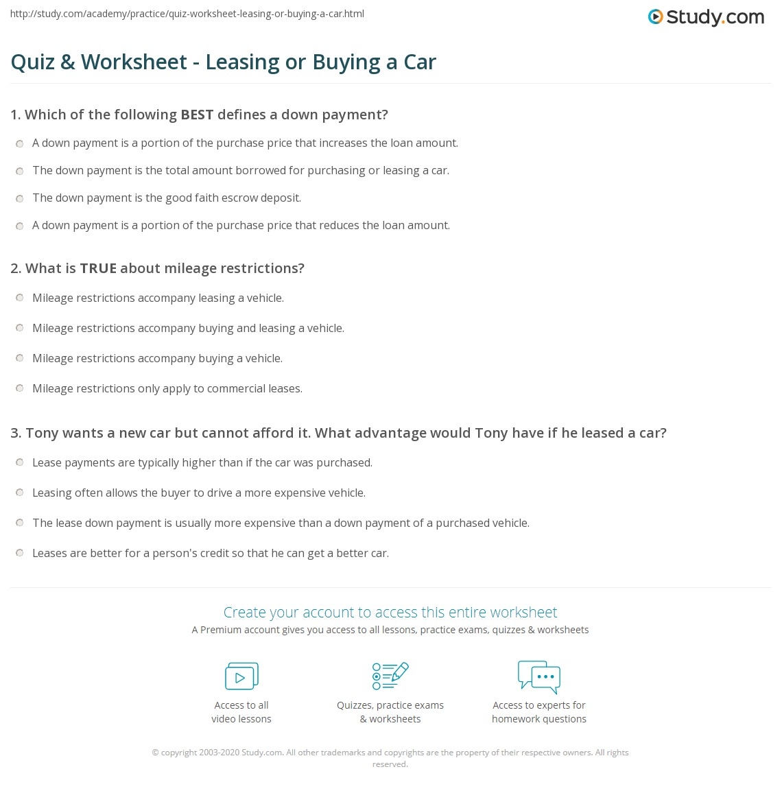 lease vs buy car worksheet