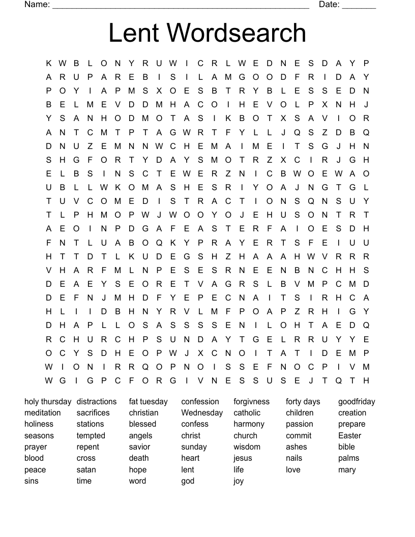 Lent Word Search Free Printable Printable Templates By Nora