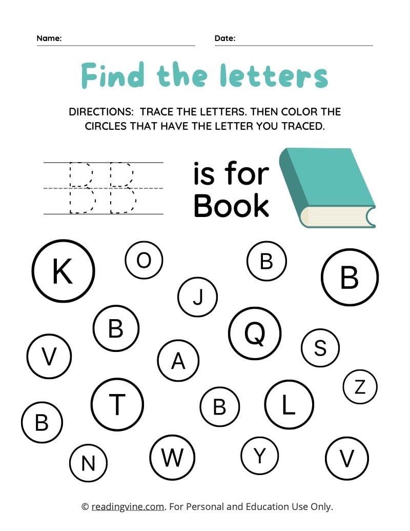 toddler letter b color page