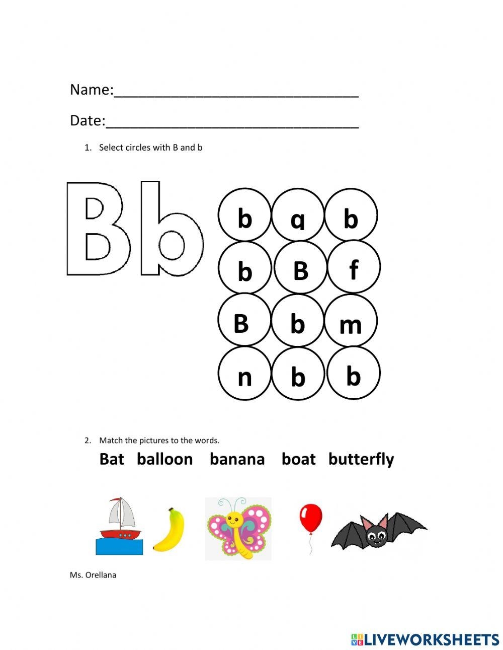 Letter Bb Recognition ESL Worksheet By Sesame Teacher Worksheets 