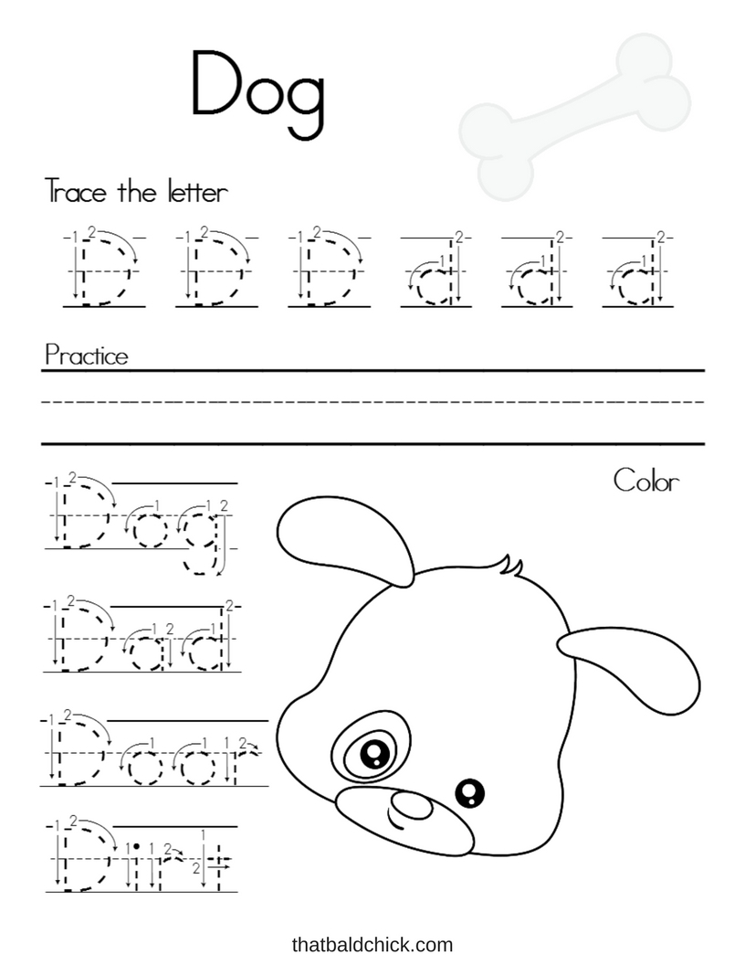Letter D Alphabet Writing Practice That Bald Chick 