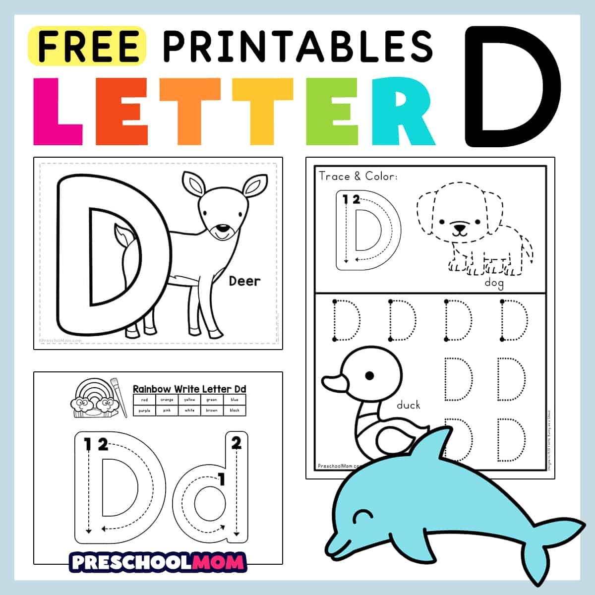 Letter D Coloring Worksheet Free Printable Digital PDF 