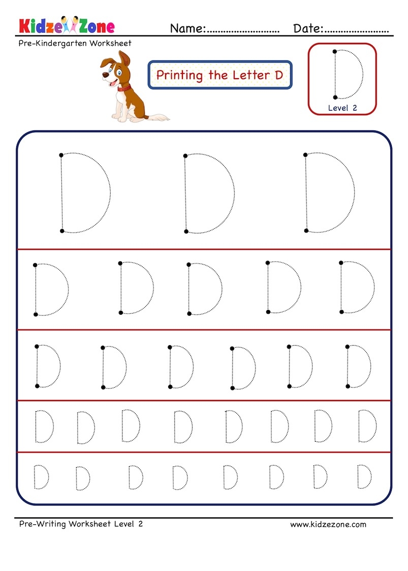 letter d tracing and writing