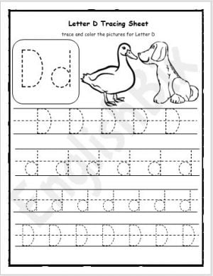 Letter D Tracing Writing Practice Worksheet EnglishBix