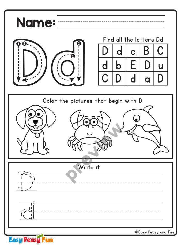 letter d worksheets free