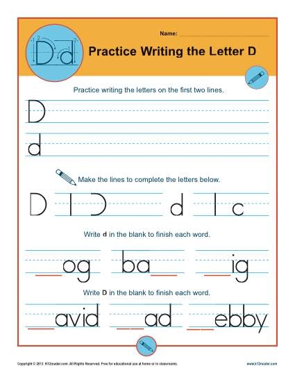 Letter D Worksheets Handwriting Worksheet