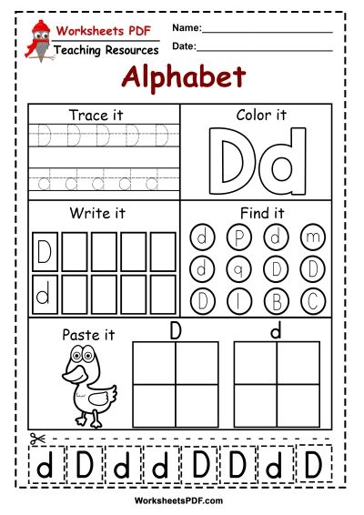 Letter D Worksheets PDF Recognize Trace Print