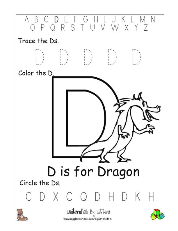 Letter D Worksheets pdf