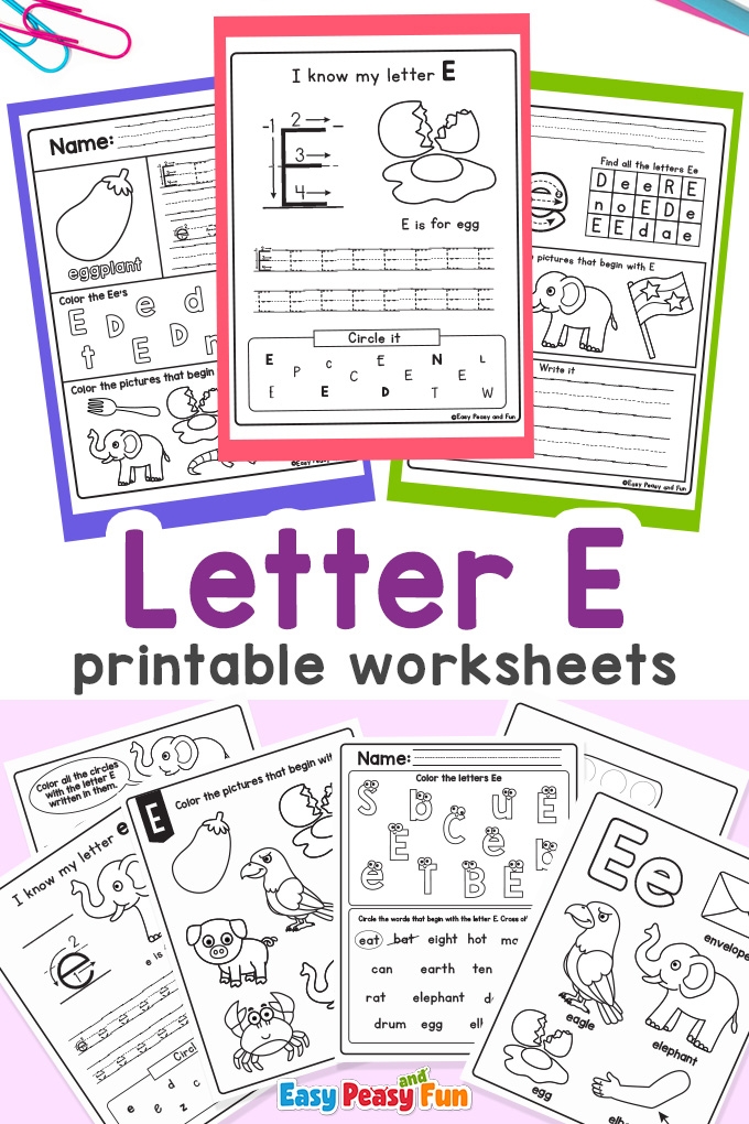 letter e worksheets for preschoolers