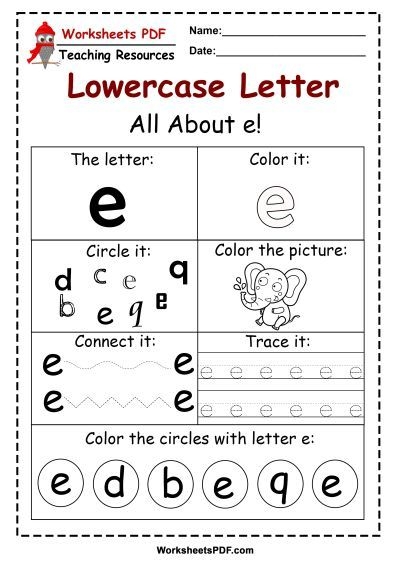 Letter E Worksheets PDF Recognize Trace Print