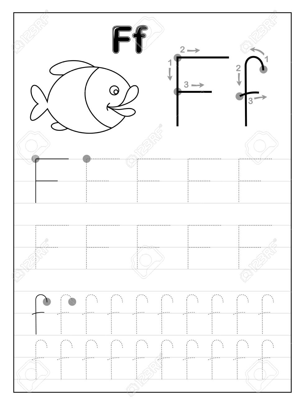 Letter F Tracing Printable AlphabetWorksheetsFree