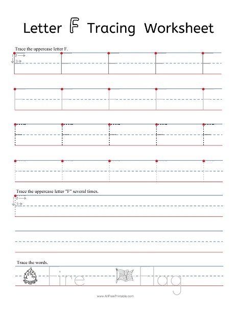 Letter F Tracing Worksheets Free Printable