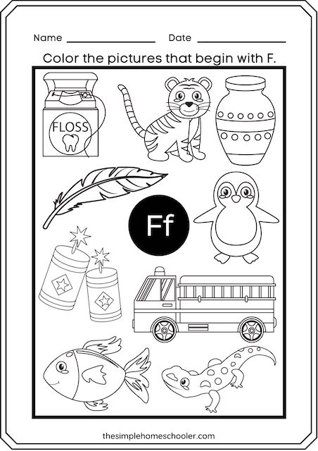 letter f worksheets for kids