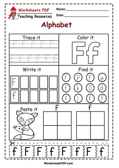 Letter F Worksheets PDF Recognize Trace Print