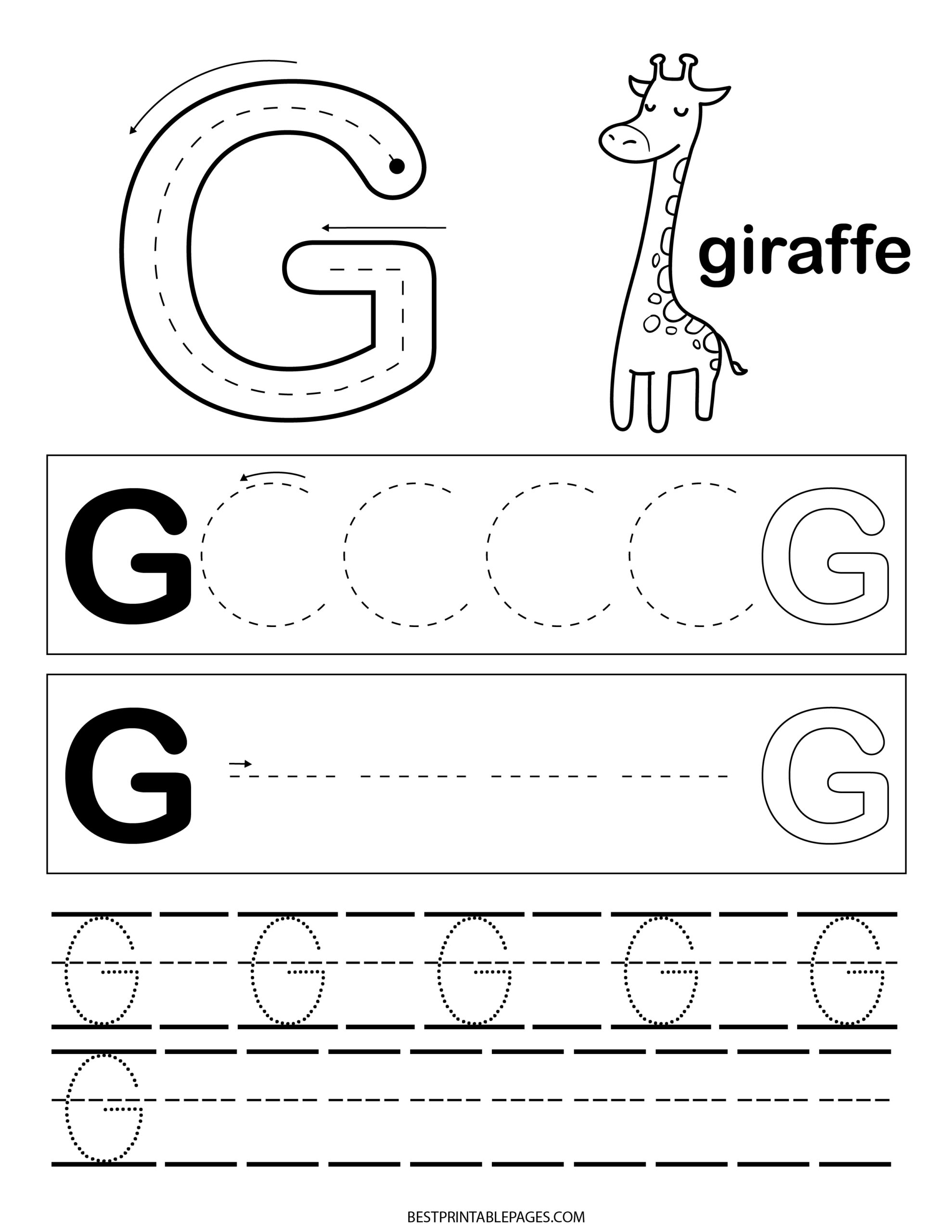 Letter G Alphabet Tracing Worksheets Free Printable PDF Worksheets 