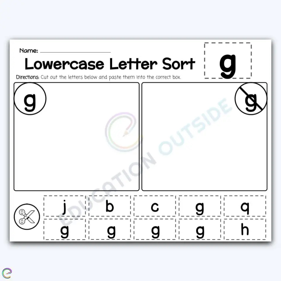 Letter G Cut And Paste Worksheets For Preschool Printable
