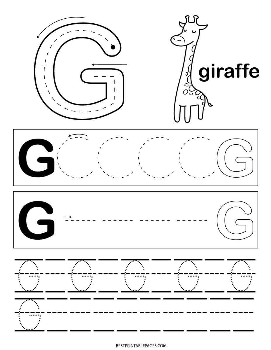 g worksheet for preschool