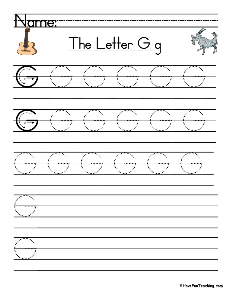 Letter G Handwriting Practice Worksheet By Teach Simple