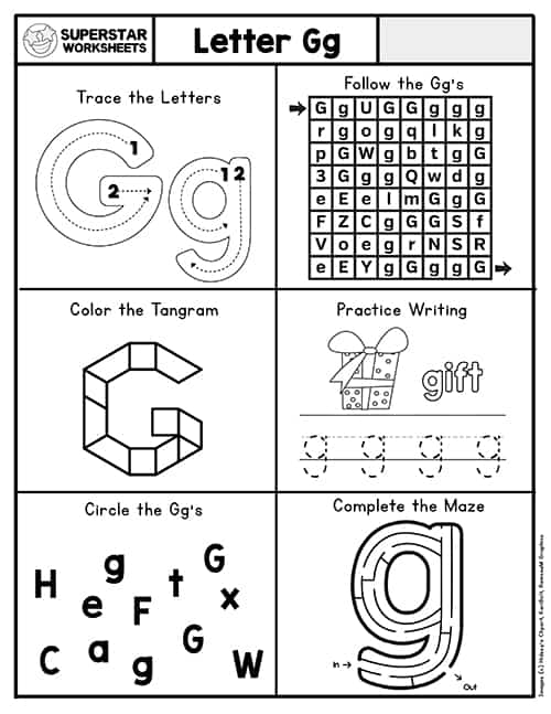 letter g for preschoolers printable