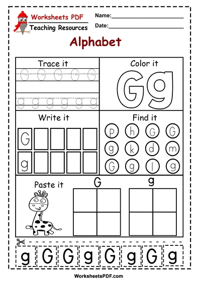 Letter G Worksheets PDF Recognize Trace Print