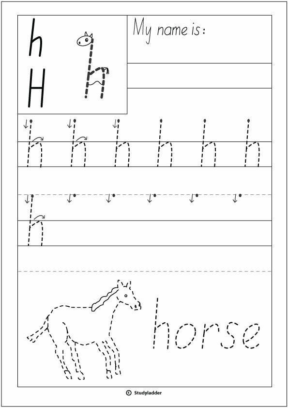 Letter H Handwriting Sheet Studyladder Interactive Learning Games