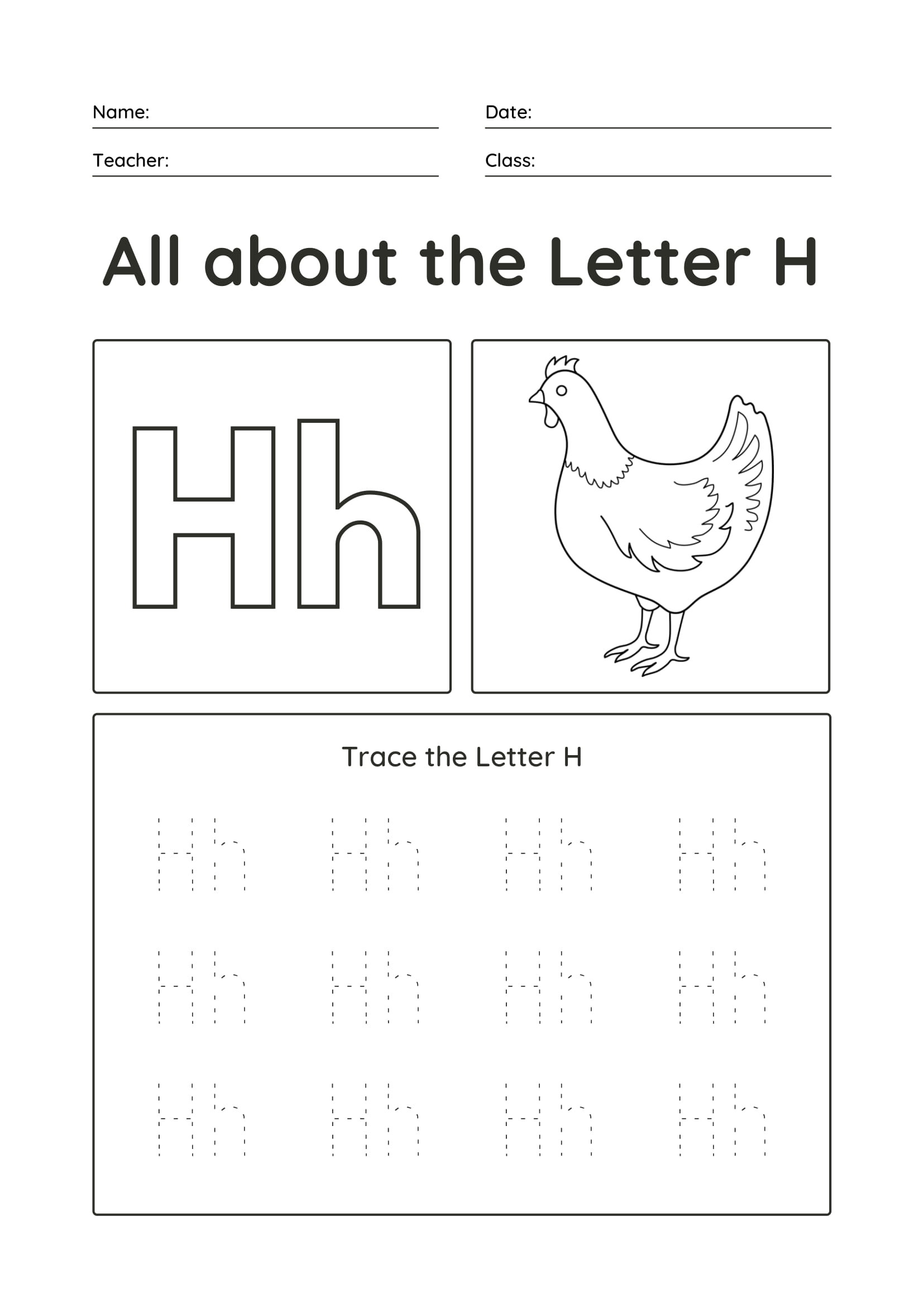 letter h worksheets free printables