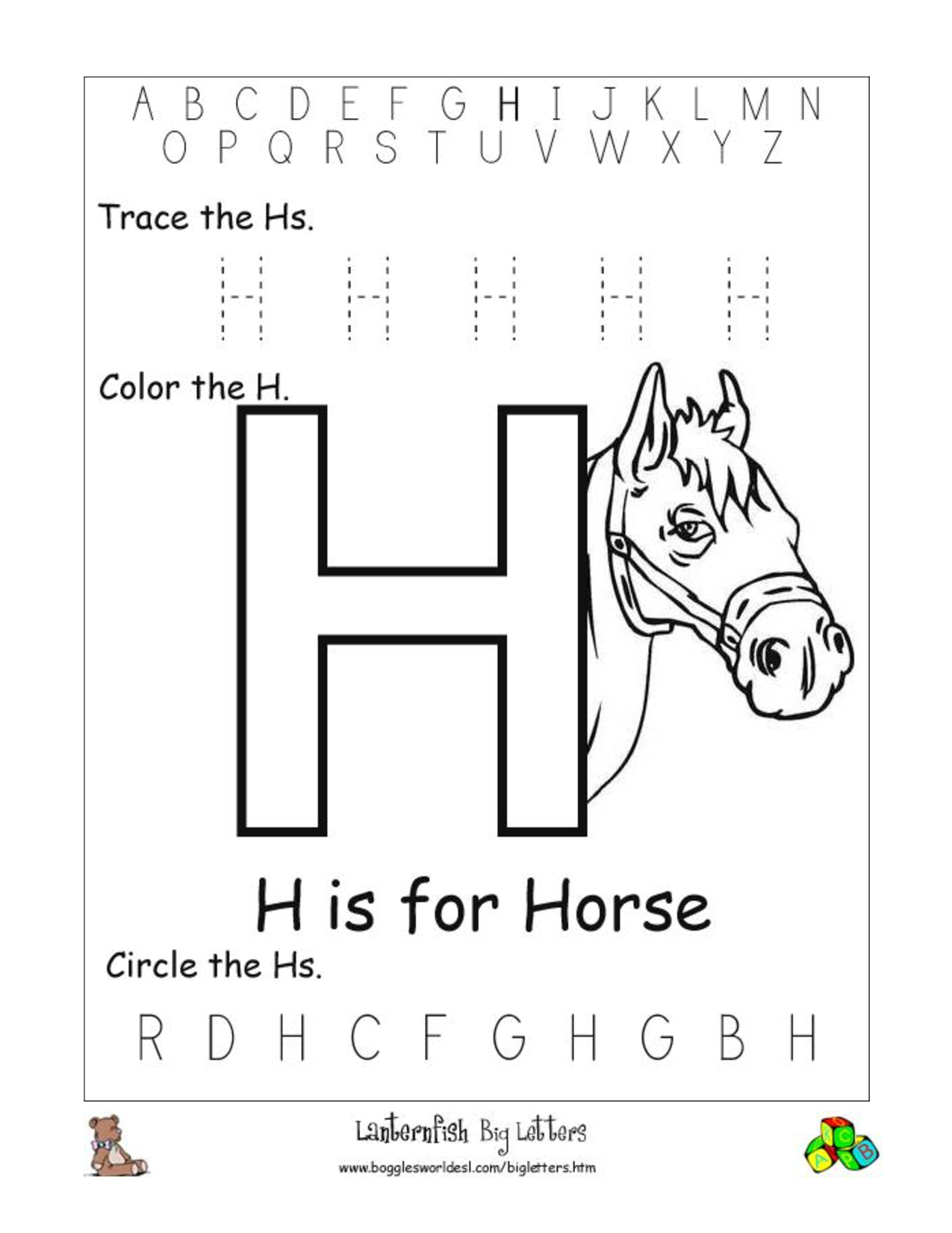 Letter H Worksheets For Toddlers AlphabetWorksheetsFree