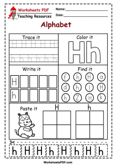 practice letter h worksheets