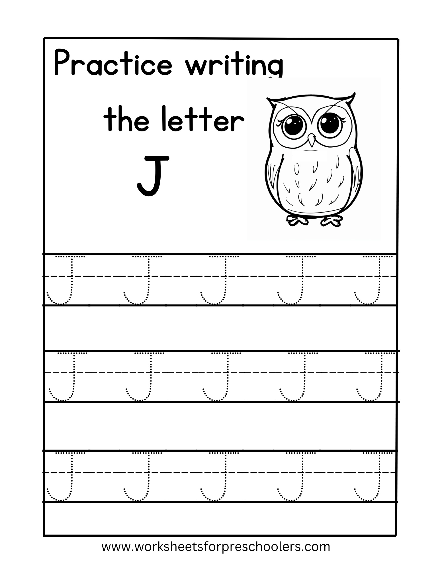 Letter J Tracing Worksheets For Preschool