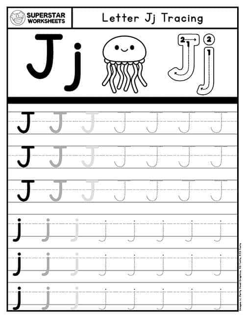 letter j tracing worksheets pdf