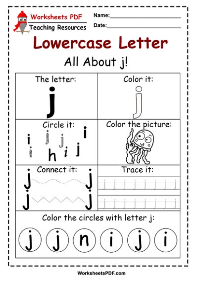 Letter J Worksheets PDF Recognize Trace Print Worksheets Library