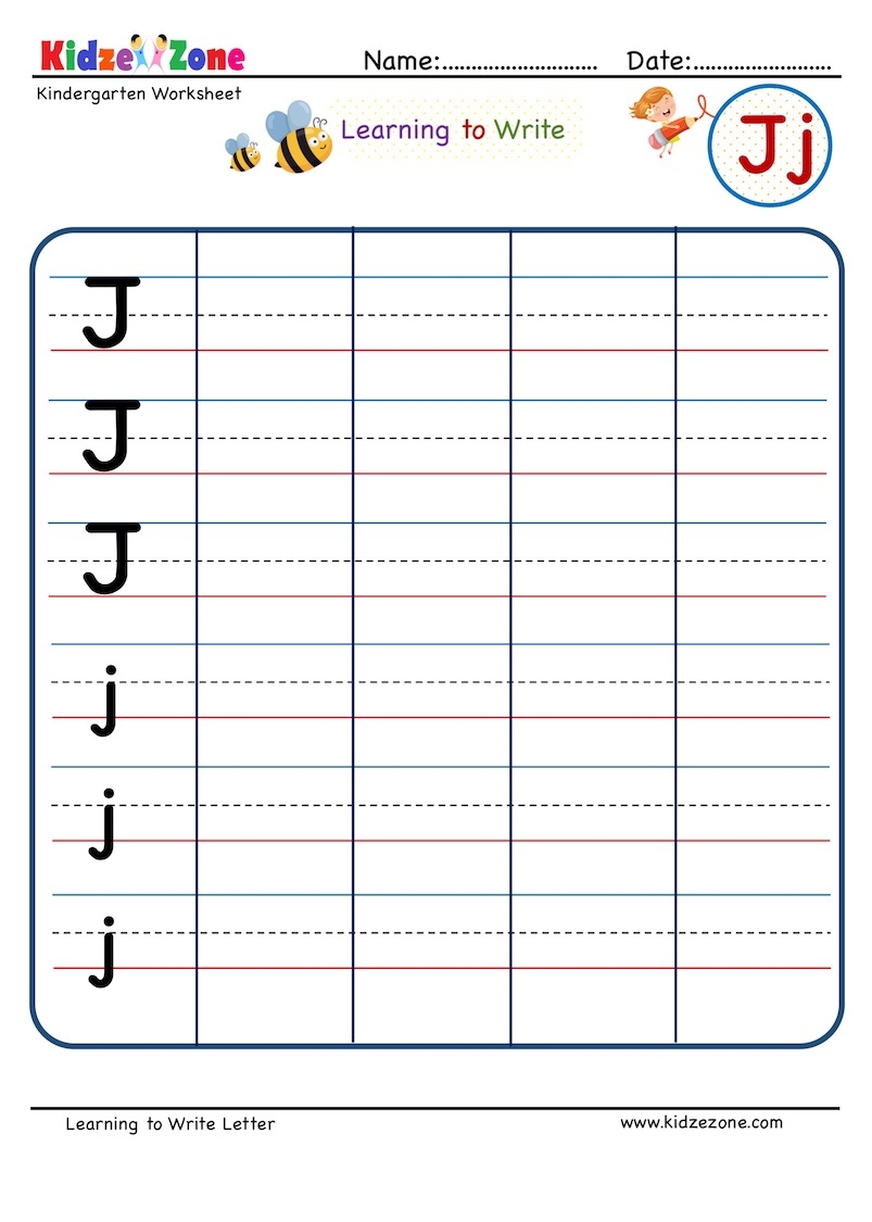 Letter J Writing Worksheet KidzeZone
