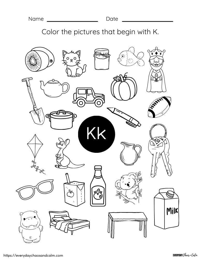 Letter K Coloring Sheet Free Printable Infoupdate