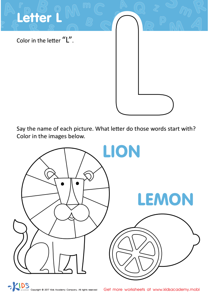 Letter L Coloring Pages Printable