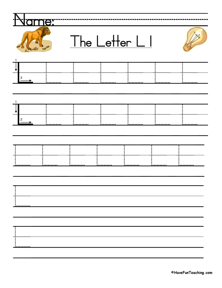 Letter L Handwriting Practice Worksheet By Teach Simple
