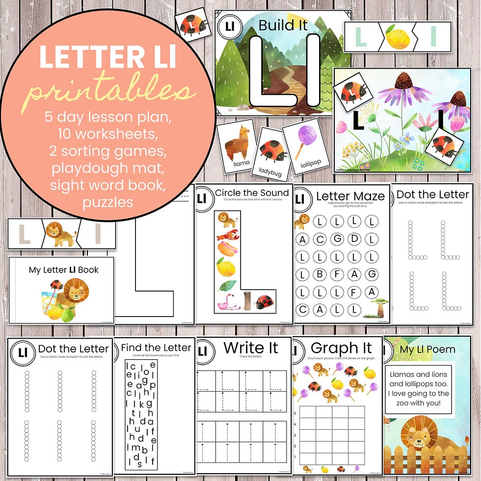 letter l printables for kindergarten
