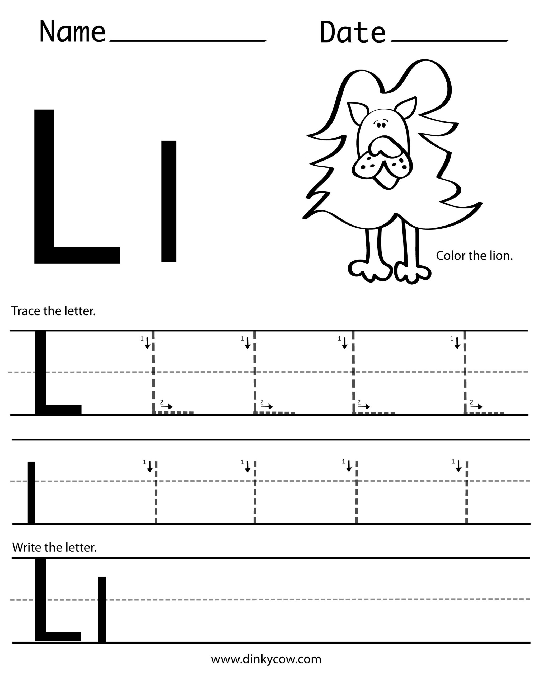 Letter L Tracing Sheets Letter Tracing Worksheets